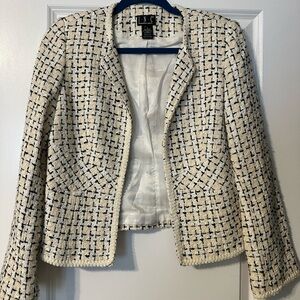 INC International Concepts Women's Cream and Black Tweed Jacket